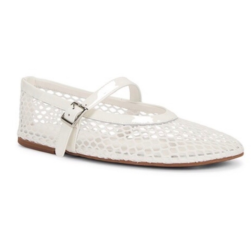 Tony Bianco Mia White Mesh Patent Leather Mary Jane Ballet Flats Size 8